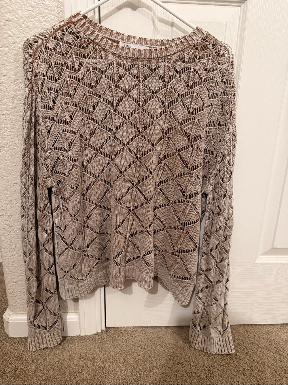 Brand New without Tags DR2 Open-Knit Scoopneck Sweater in Light Taupe